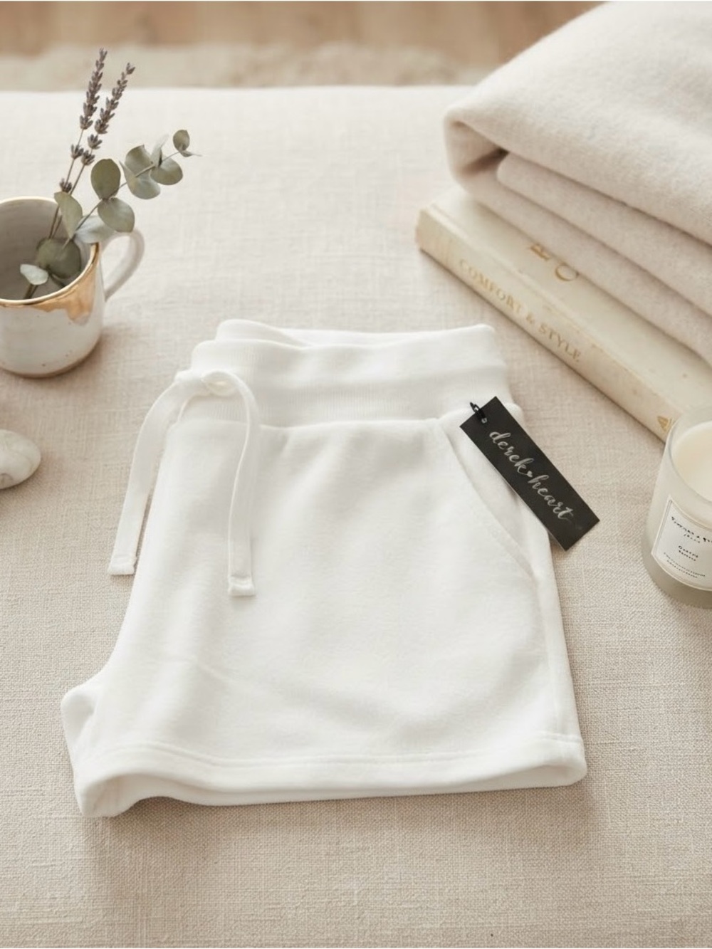 Derek Heart White Kids Drawstring Shorts